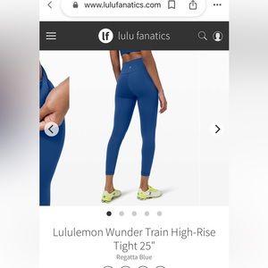 Lululemon Wunder Train, 28”, size 8. Regatta Blue